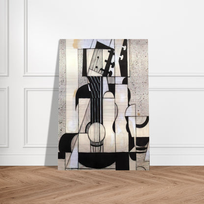 STILL LIFE WITH GUITAR 1913 - Juan Gris Brushed Aluminum Print - 70x100 cm / 28x40 inches | Juan Gris Aluminum Print | Juan Gris Prints