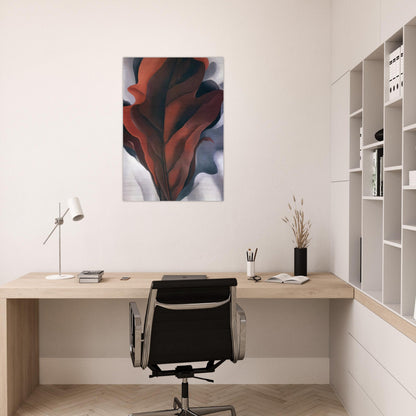 Large Dark Red Leaves on White - Georgia O'Keeffe Brushed Aluminum Print - 70x100 cm / 28x40 inches | Georgia O'Keeffe Aluminum Print | Georgia O'Keeffe Prints