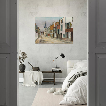 RUE JEAN DURAND ET LEGLISE STAINS SEINE SAINT DENIS 1940 - Maurice Utrillo Brushed Aluminum Print - 70x100 cm / 28x40 inches | Maurice Utrillo Aluminum Print | Maurice Utrillo Prints