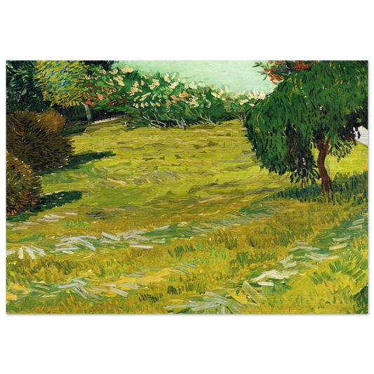 Garden with Weeping Willow - Vincent van Gogh Brushed Aluminum Print - 70x100 cm / 28x40 inches | Vincent van Gogh Aluminum Print | Vincent van Gogh Prints