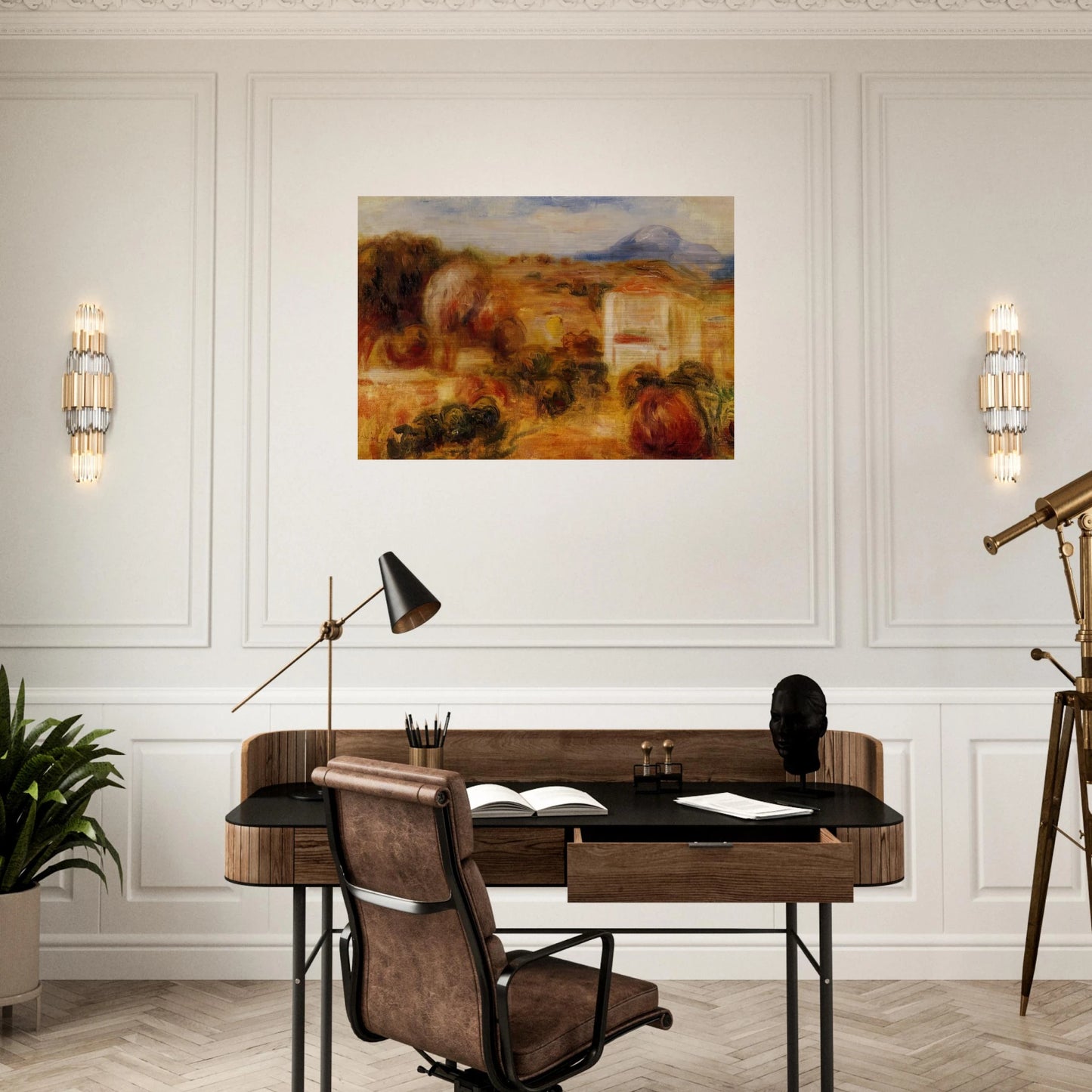 Landscape with White House - Pierre-Auguste Renoir Brushed Aluminum Print - 70x100 cm / 28x40 inches | Pierre-Auguste Renoir Aluminum Print | Pierre-Auguste Renoir Prints