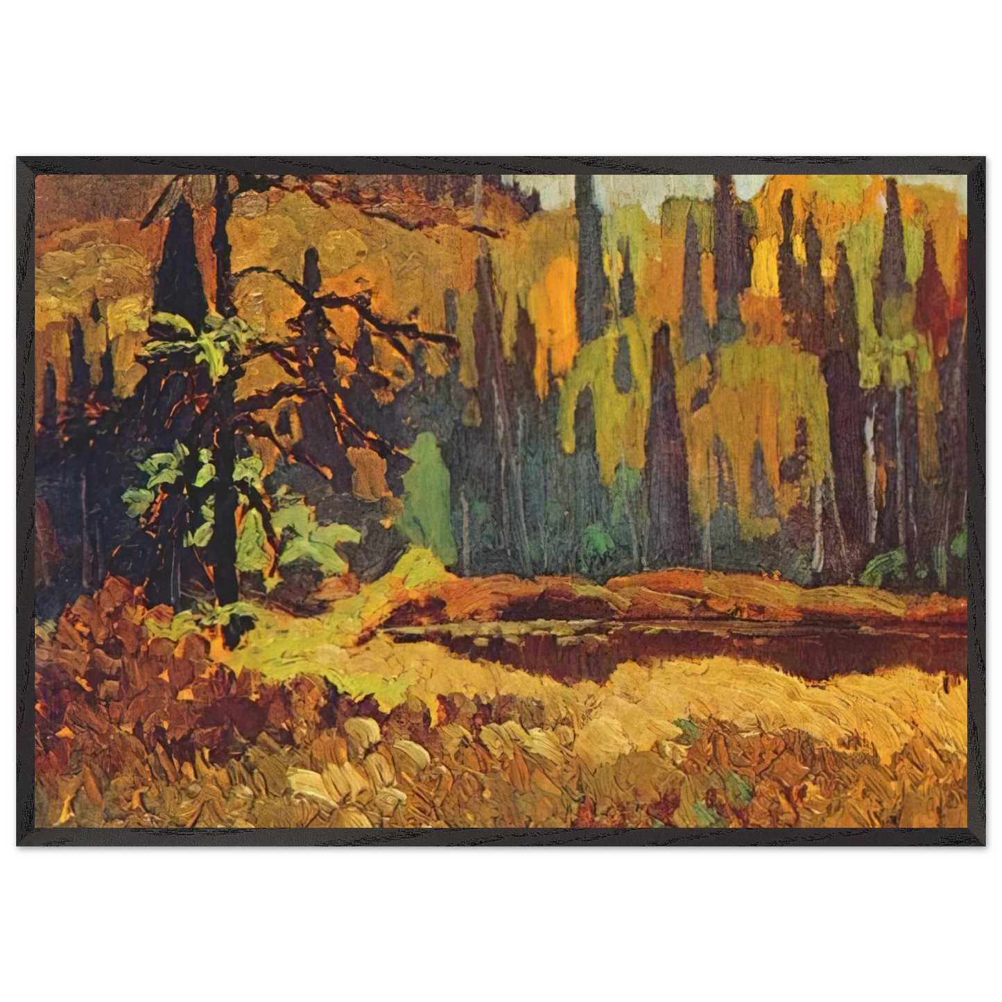 Moose Pond - 1918 - Frank Johnston 70x100 cm / 28x40 inches Framed Art Print – Black Wooden Frame