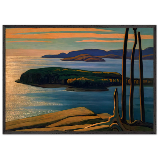 Afternoon Sun Lake Superior - 1924 - Lawren Harris 70x100 cm / 28x40 inches Framed Art Print – Black Wooden Frame