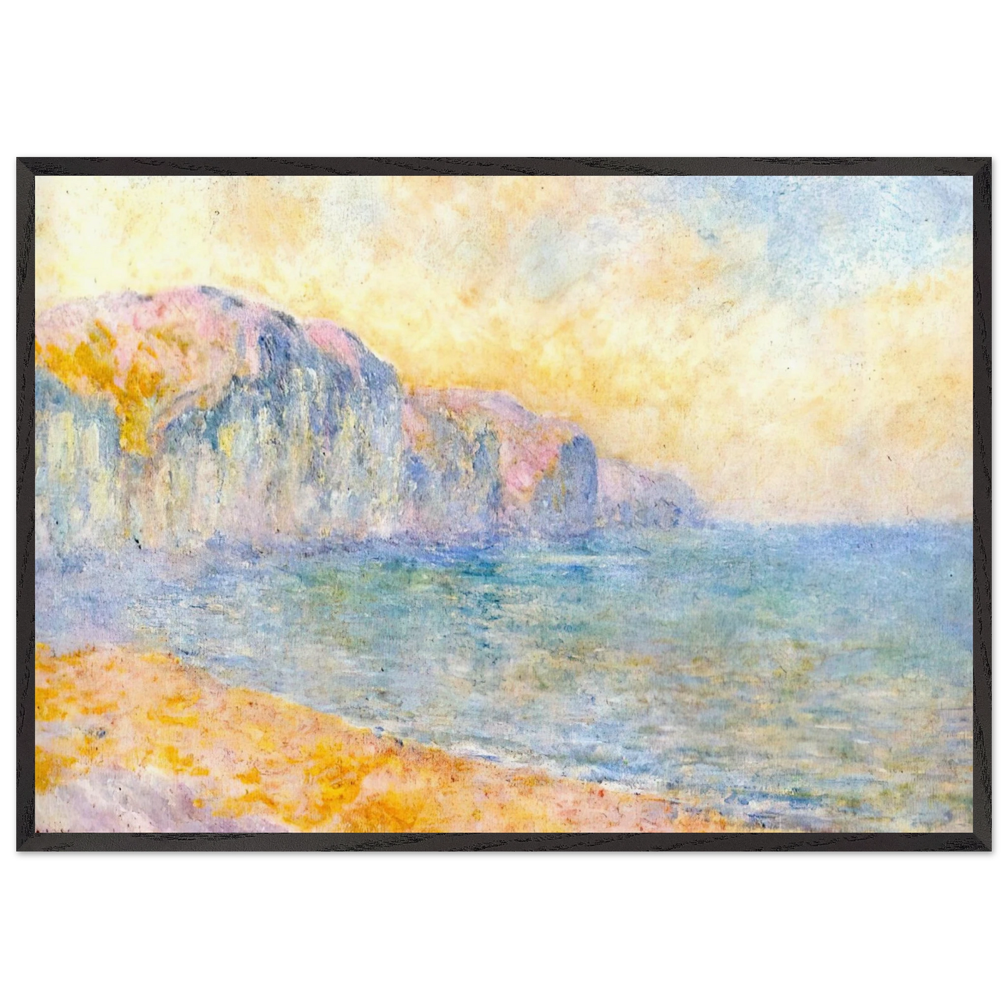 Cliffs at Pourville Morning - claude monet 70x100 cm / 28x40 inches Framed Art Print – Black Wooden Frame