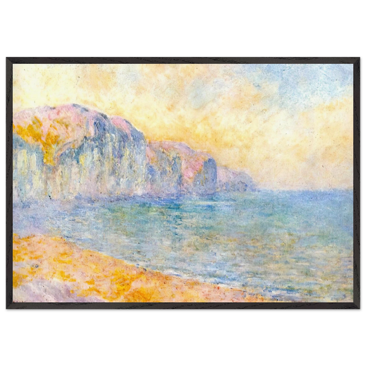 Cliffs at Pourville Morning - claude monet 70x100 cm / 28x40 inches Framed Art Print – Black Wooden Frame