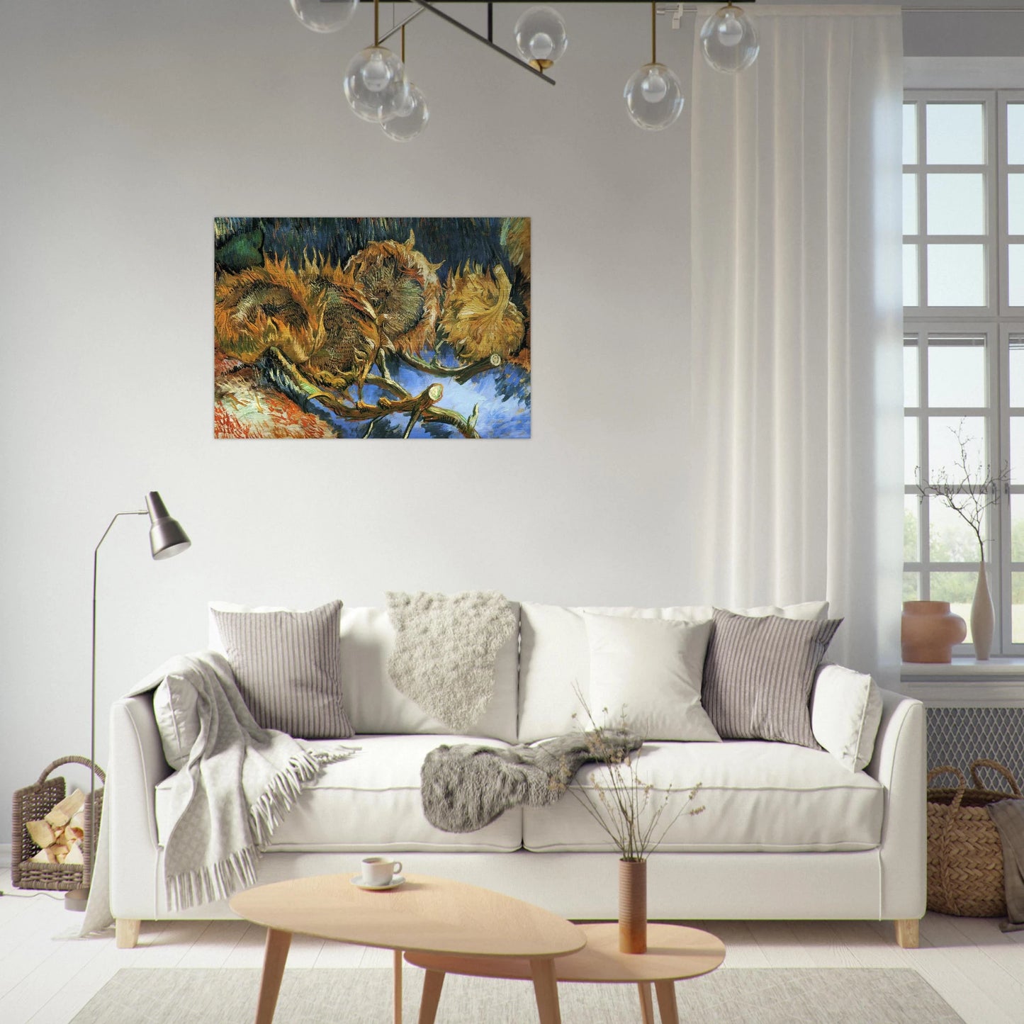 Still Life with Four Sunflowers - Vincent van Gogh Brushed Aluminum Print - 70x100 cm / 28x40 inches | Vincent van Gogh Aluminum Print | Vincent van Gogh Prints