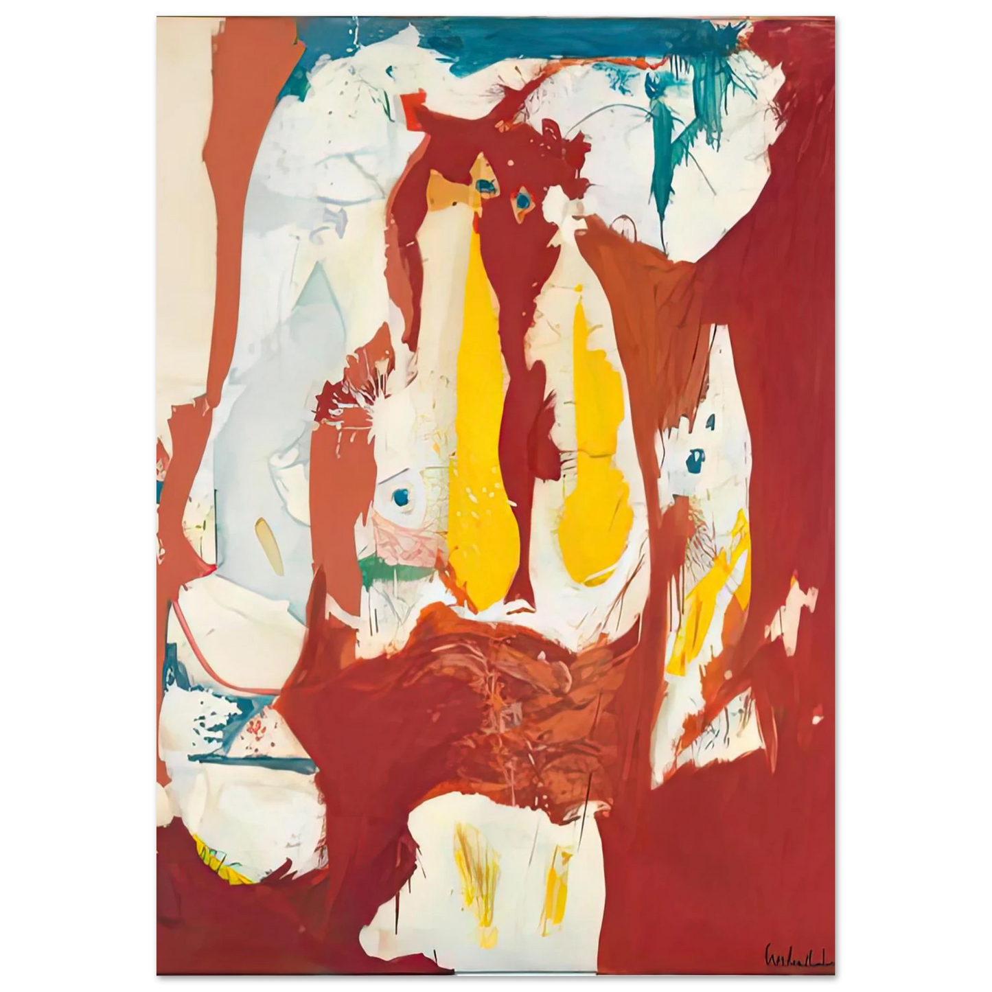 Helen Frankenthaler - The Red Sea, 1959- Wall Art - 30x40 cm / 12x16 inches - Premium Wooden Framed Poster With Fine Art Paper-canvas - Black frame