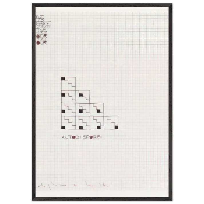 AUTODISPORSI 1975 - Alighiero Boetti 70x100 cm / 28x40 inches Framed Art Print – Black Wooden Frame
