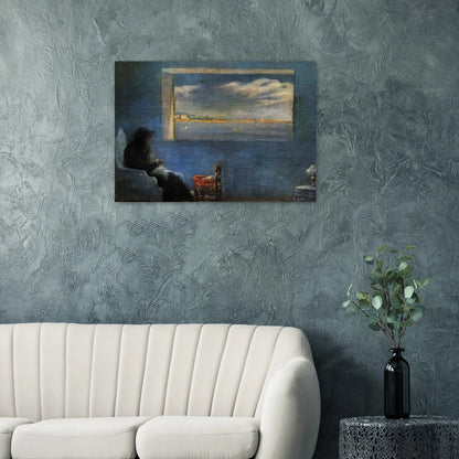 PORTRAIT OF GRANDMOTHER ANA SEWING - Salvador Dali Brushed Aluminum Print - 70x100 cm / 28x40 inches | Salvador Dali Aluminum Print | Salvador Dali Prints