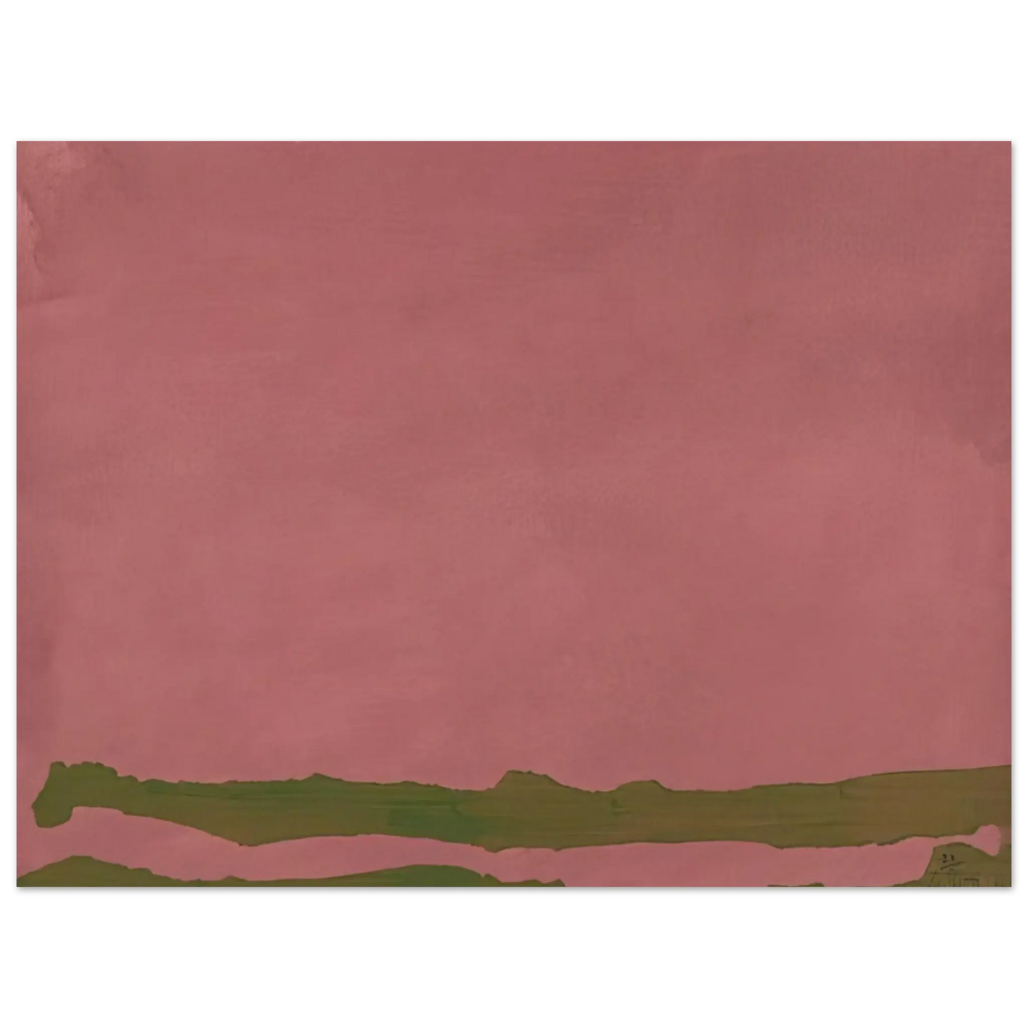 Helen Frankenthaler - Green Likes Mauve - 1970 Wall art - 40x50 cm / 16x20 Inches - Premium Wooden Framed Poster With Fine Art Paper - White frame