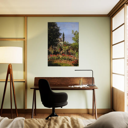 Garden in Bloom at Sainte-Addresse - claude monet Brushed Aluminum Print - 70x100 cm / 28x40 inches | claude monet Aluminum Print | claude monet Prints