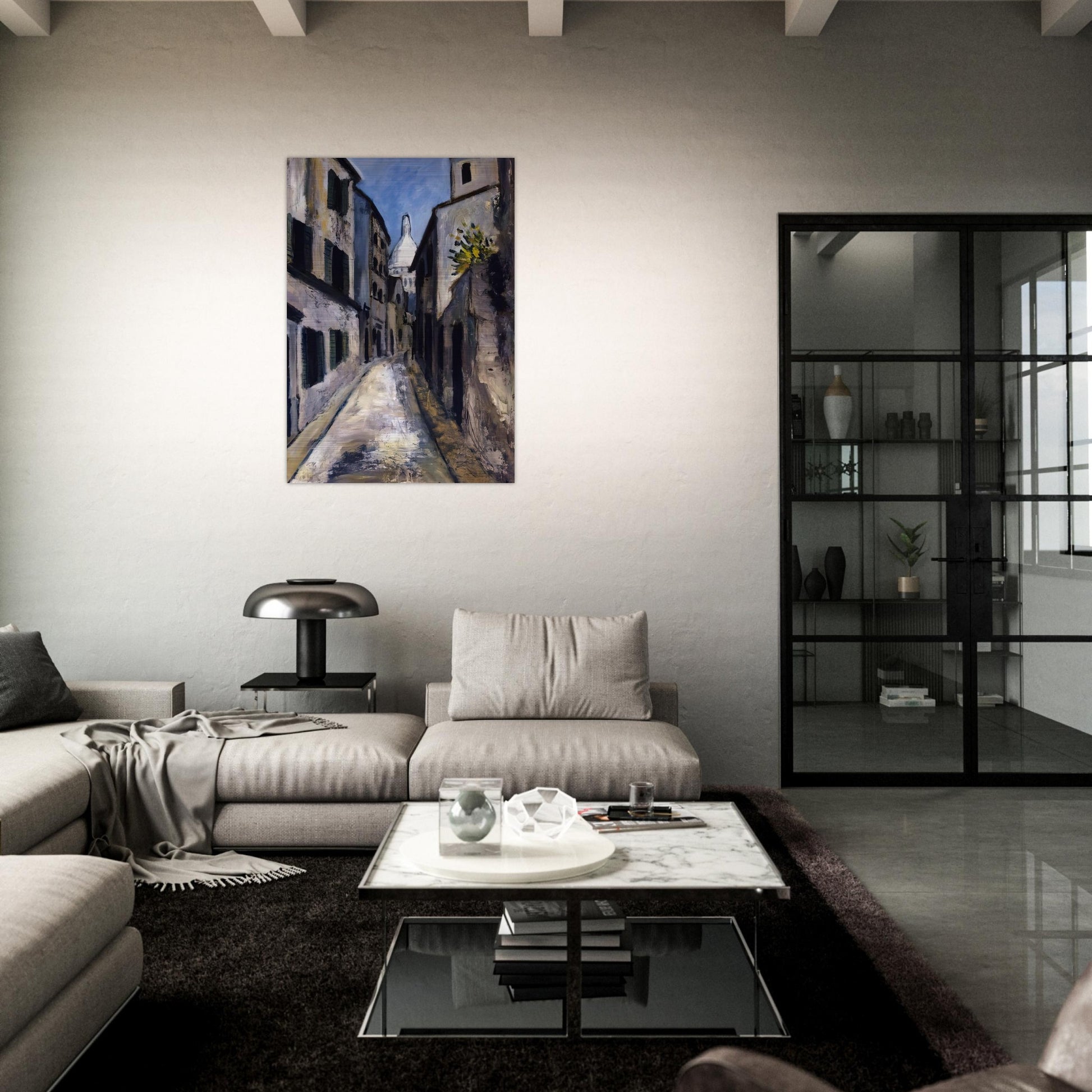 SAINT RUSTIQUE STREET - Maurice Utrillo Brushed Aluminum Print - 70x100 cm / 28x40 inches | Maurice Utrillo Aluminum Print | Maurice Utrillo Prints