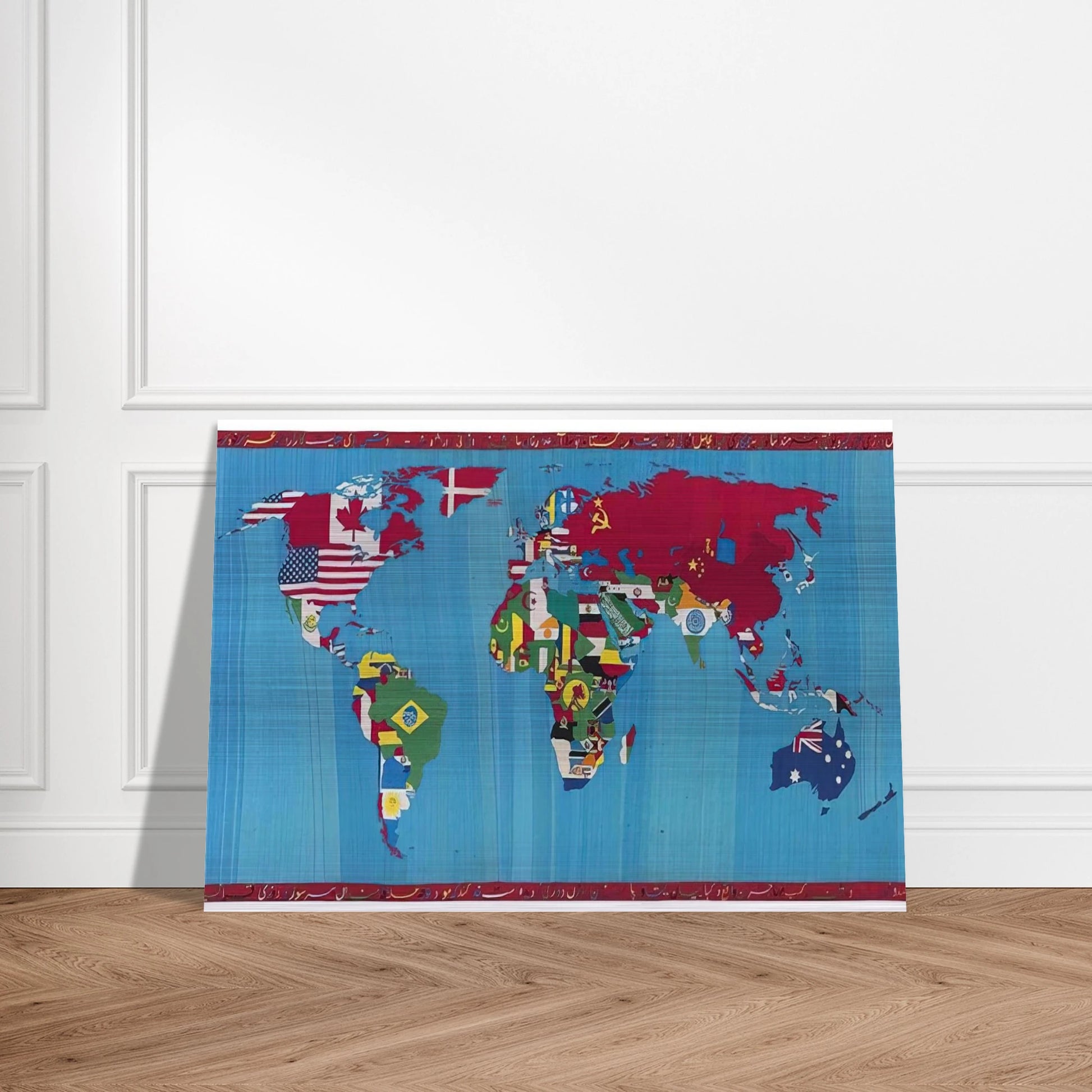 MAPPA DEL MONDO 1988 - Alighiero Boetti Brushed Aluminum Print - 70x100 cm / 28x40 inches | Alighiero Boetti Aluminum Print | Alighiero Boetti Prints