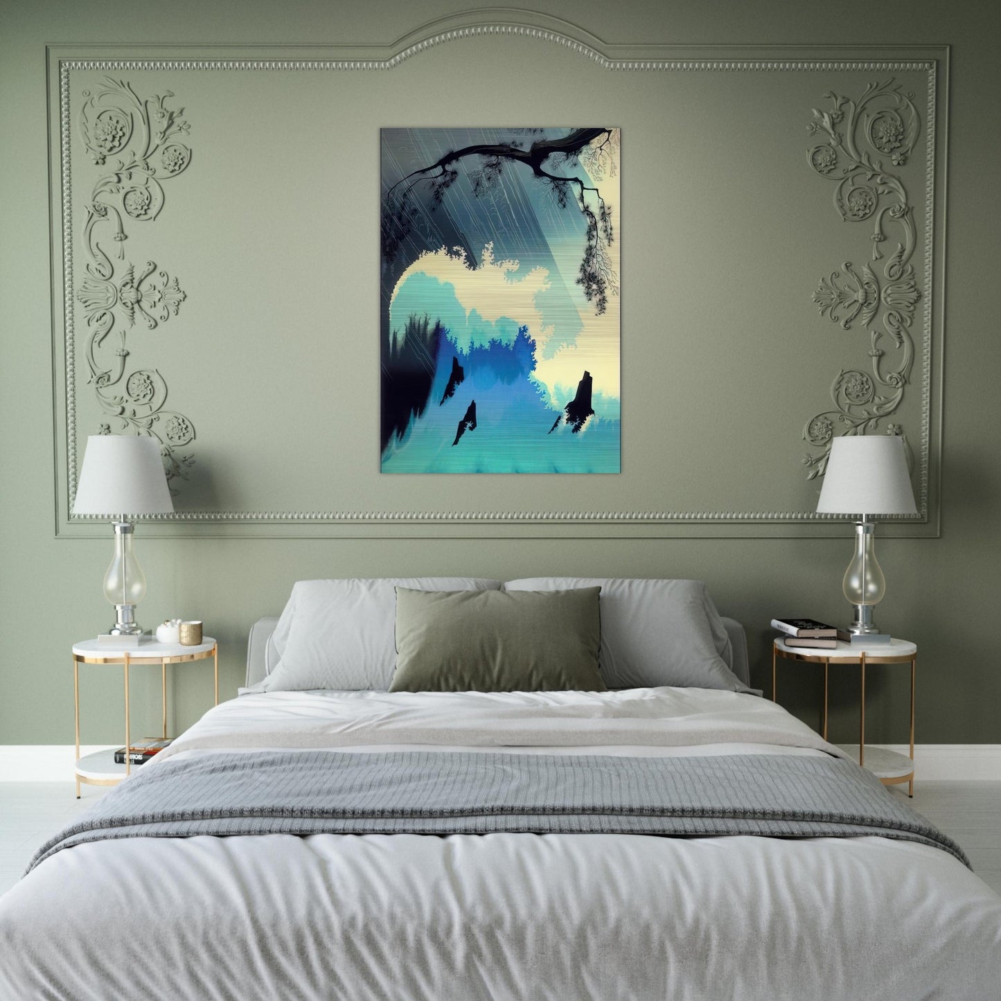 Ocean Splash - Eyvind Earle Brushed Aluminum Print - 70x100 cm / 28x40 inches | Eyvind Earle Aluminum Print | Eyvind Earle Prints