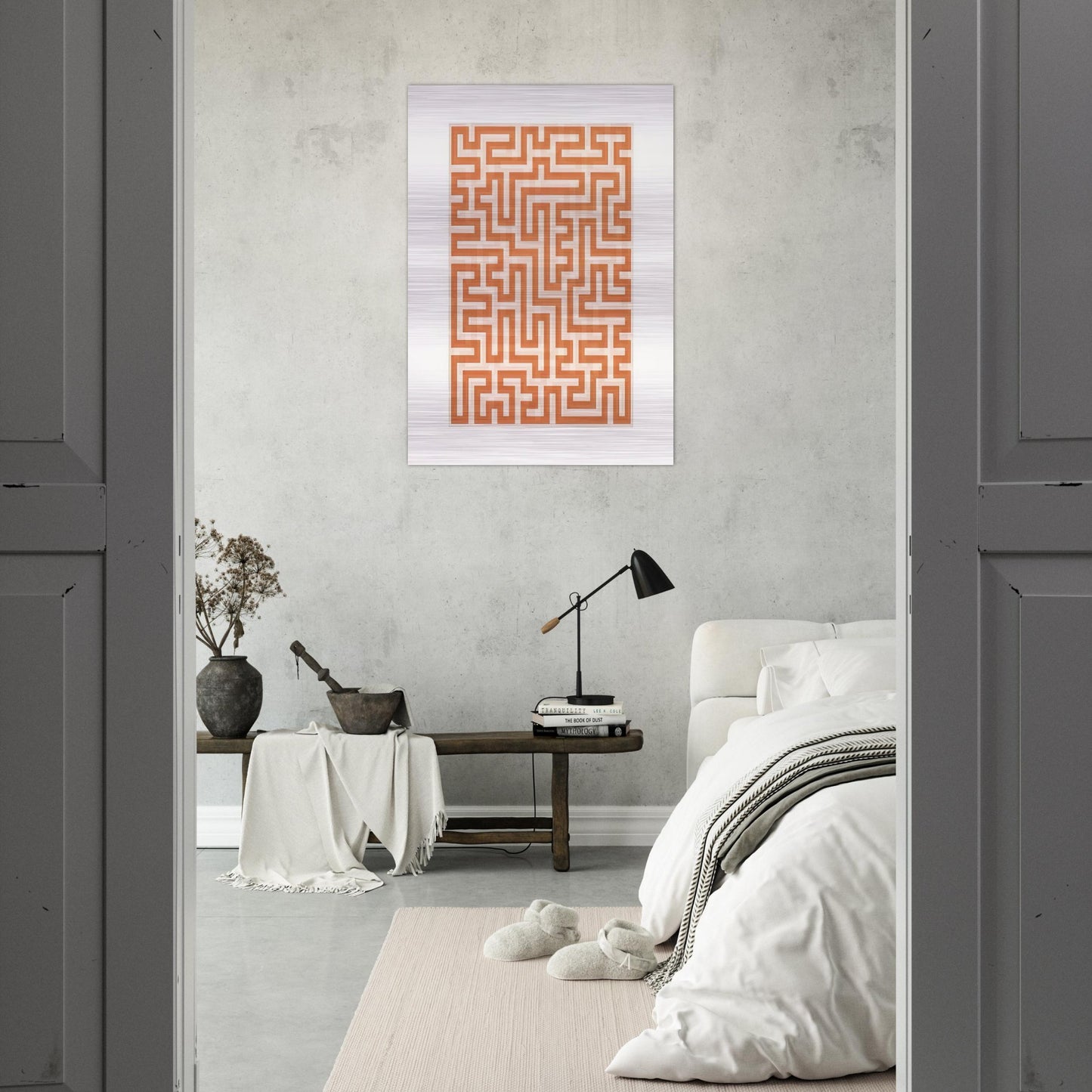 RED MEANDER II 1971 - Anni Albers Brushed Aluminum Print - 70x100 cm / 28x40 inches | Anni Albers Aluminum Print | Anni Albers Prints