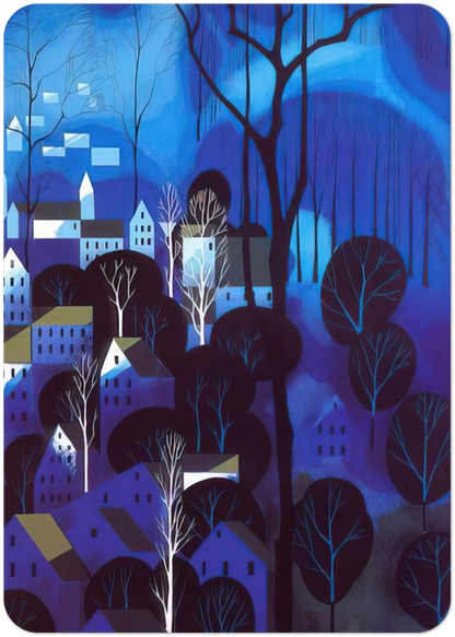 Midnight Blue By Eyvind Earle Pack of 10 Post Cards | Eyvind Earle Post Cards | A6 (10.5 x 14.8 cm) - 4.1 x 5.8 inches