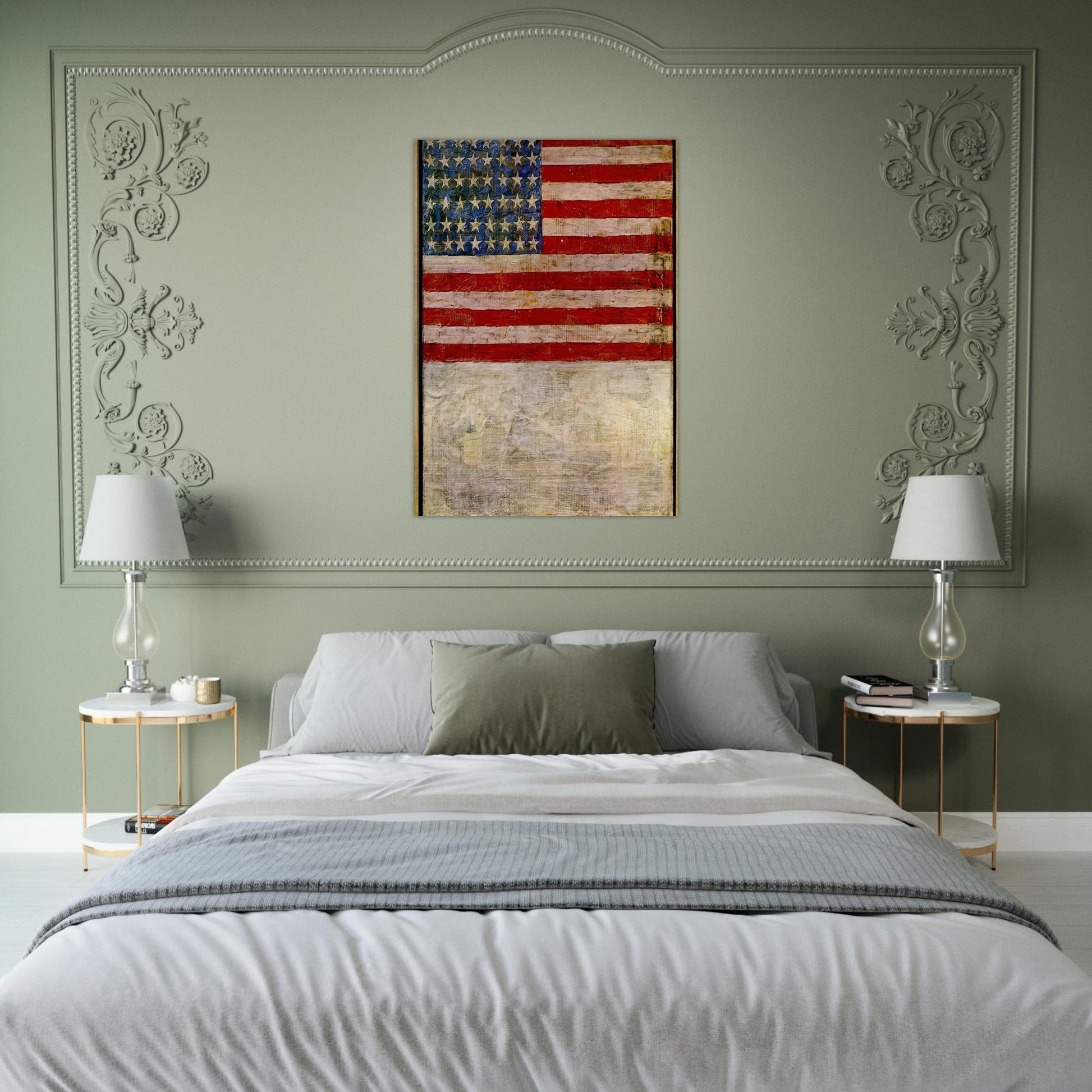 FLAG ABOVE WHITE - Jasper Johns Brushed Aluminum Print - 70x100 cm / 28x40 inches | Jasper Johns Aluminum Print | Jasper Johns Prints
