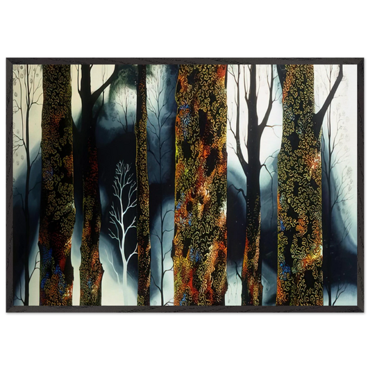 Jewel Trees - Eyvind Earle 70x100 cm / 28x40 inches Framed Art Print – Black Wooden Frame