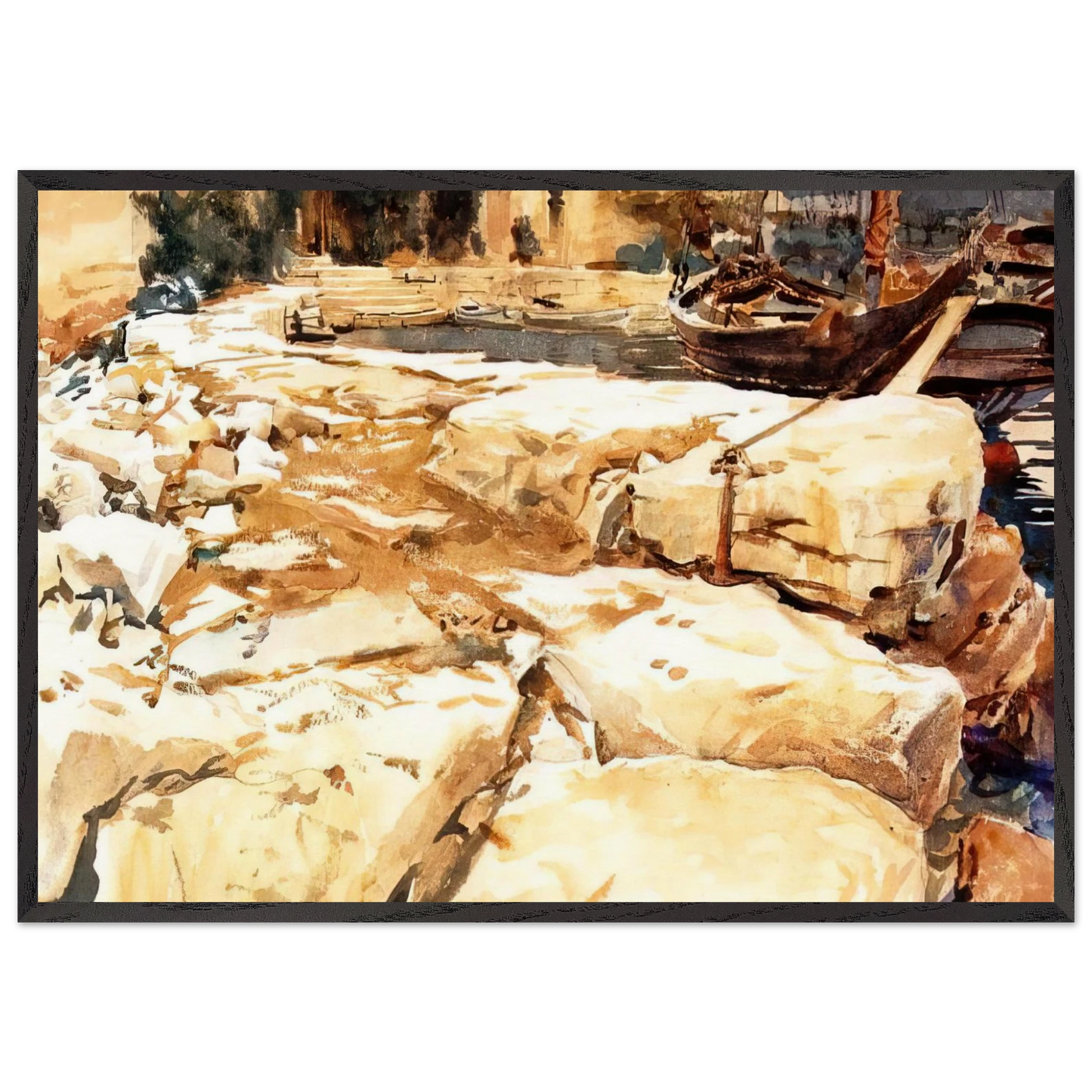San Vigilio - John Singer Sargent 70x100 cm / 28x40 inches Framed Art Print – Black Wooden Frame
