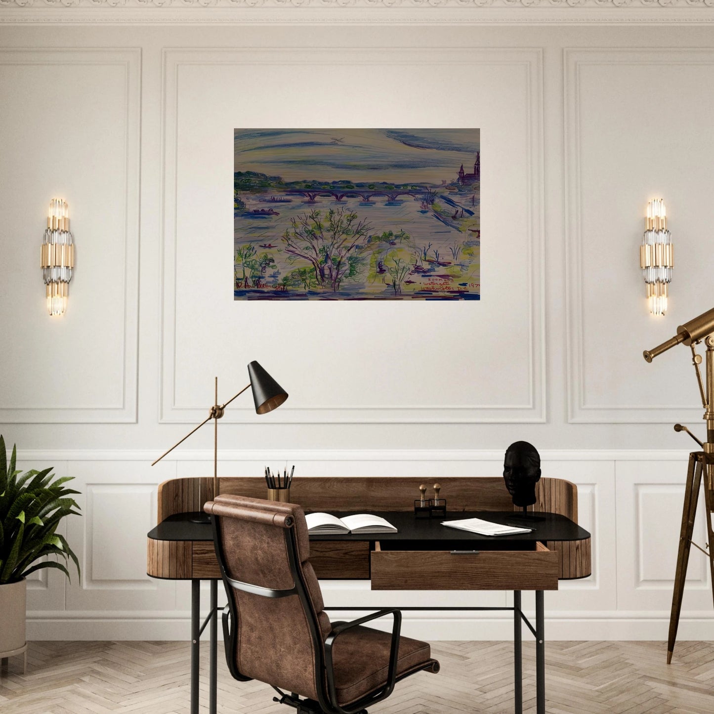 VIEW FROM ROOM 603 WATERGATE WASHINGTON D C 1974 - Ivan Albright Brushed Aluminum Print - 70x100 cm / 28x40 inches | Ivan Albright Aluminum Print | Ivan Albright Prints