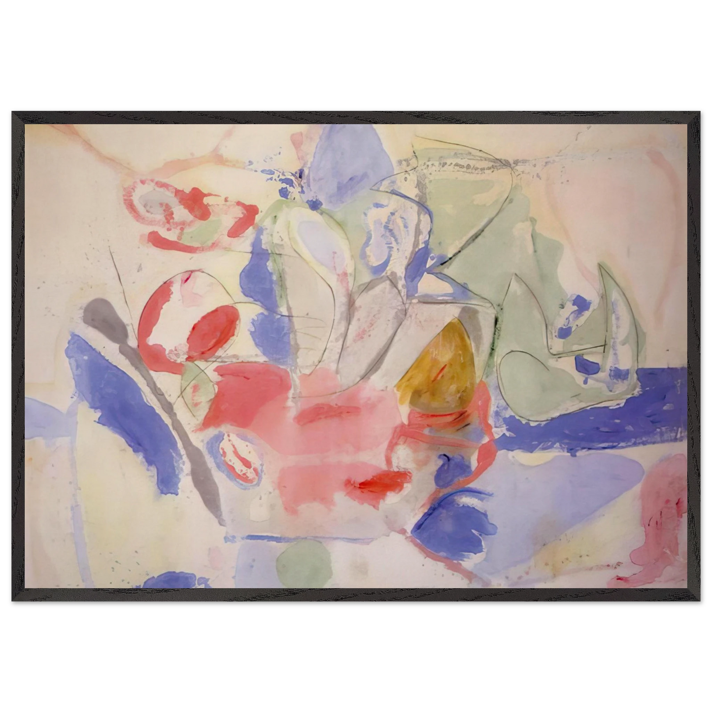 Mountains and Sea - 1952 - Helen Frankenthaler 70x100 cm / 28x40 inches Framed Art Print – Black Wooden Frame