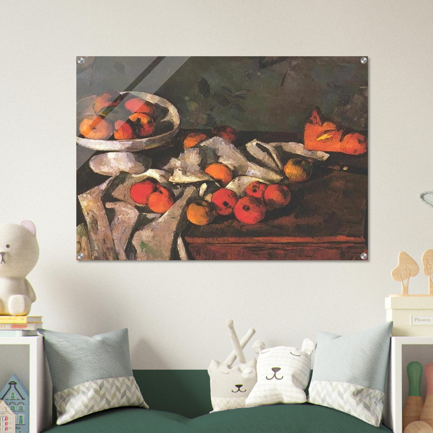 Still life with a fruit dish and apples - Paul Cézanne Acrylic Print - 70x100 cm / 28x40″ inches