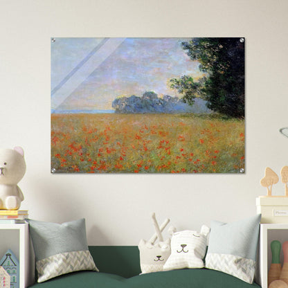 Oat and Poppy Field - claude monet Acrylic Print - 70x100 cm / 28x40″ inches | claude monet Wall Art | claude monet Prints
