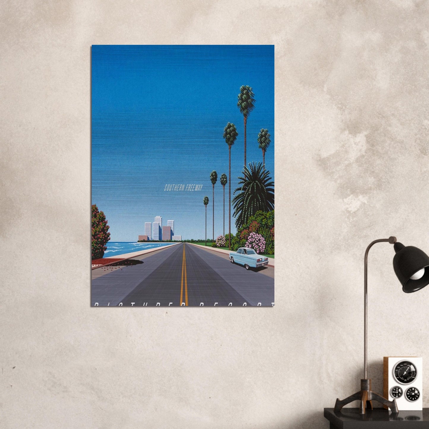 Southern Freeway Pictured Resort - Hiroshi Nagai Brushed Aluminum Print - 70x100 cm / 28x40 inches | Hiroshi Nagai Aluminum Print | Hiroshi Nagai Prints