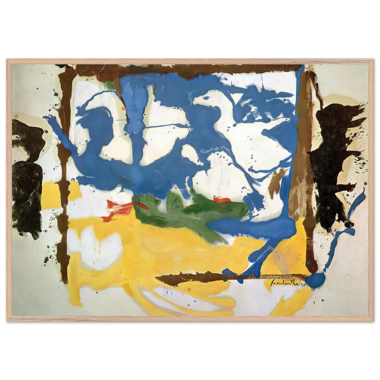 Helen Frankenthaler - Swan Lake #2 - 1961 Wall art - 27x35 cm / 11x14 inches - Premium Wooden Framed Poster With Fine Art Paper-canvas - Black frame