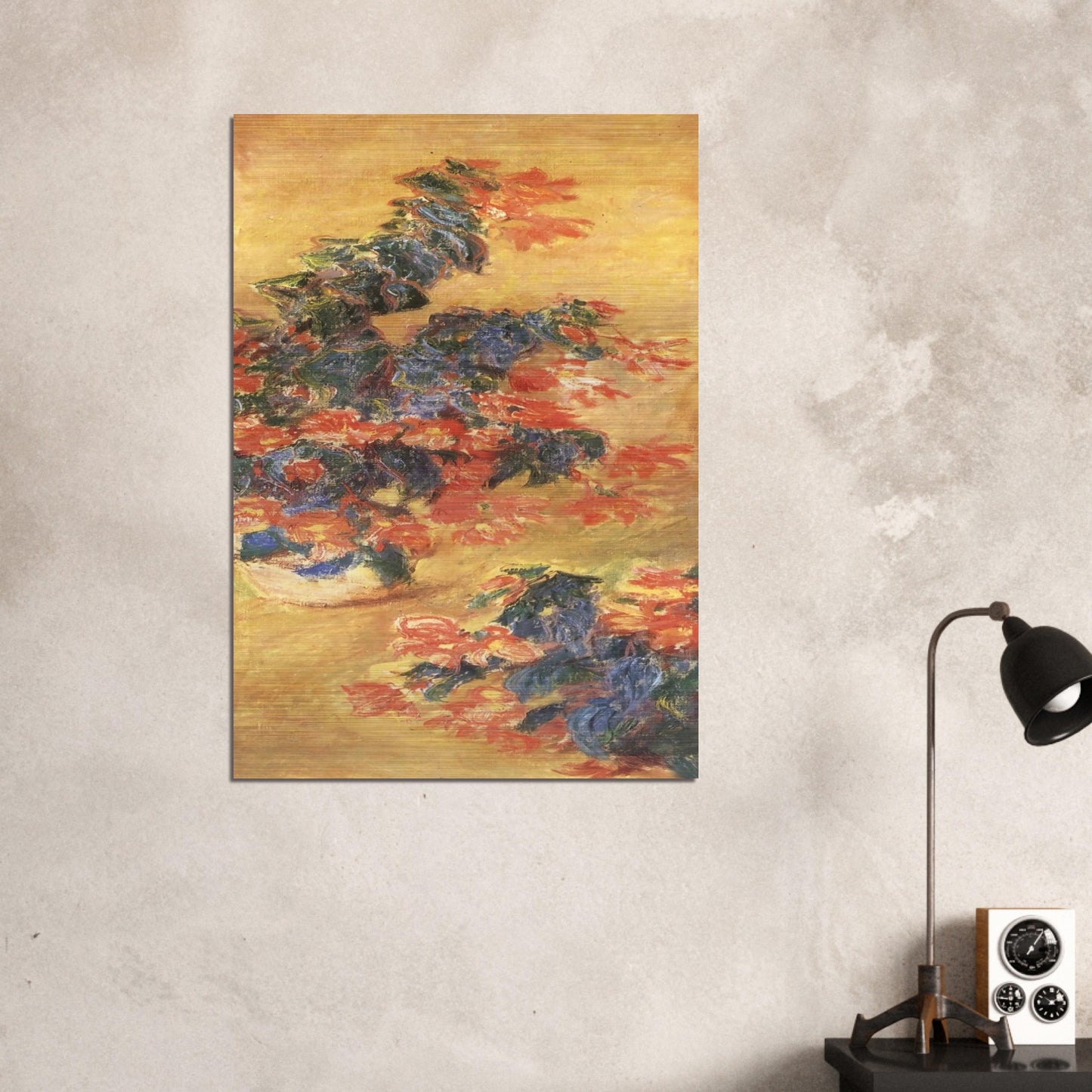 Red azaleas in a Pot - claude monet Brushed Aluminum Print - 70x100 cm / 28x40 inches | claude monet Aluminum Print | claude monet Prints