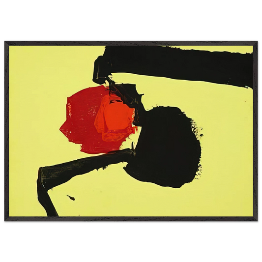 UNTITLED ABSTRACT IN YELLOW BLACK AND RED 1967 - Luis Feito 70x100 cm / 28x40 inches Framed Art Print – Black Wooden Frame