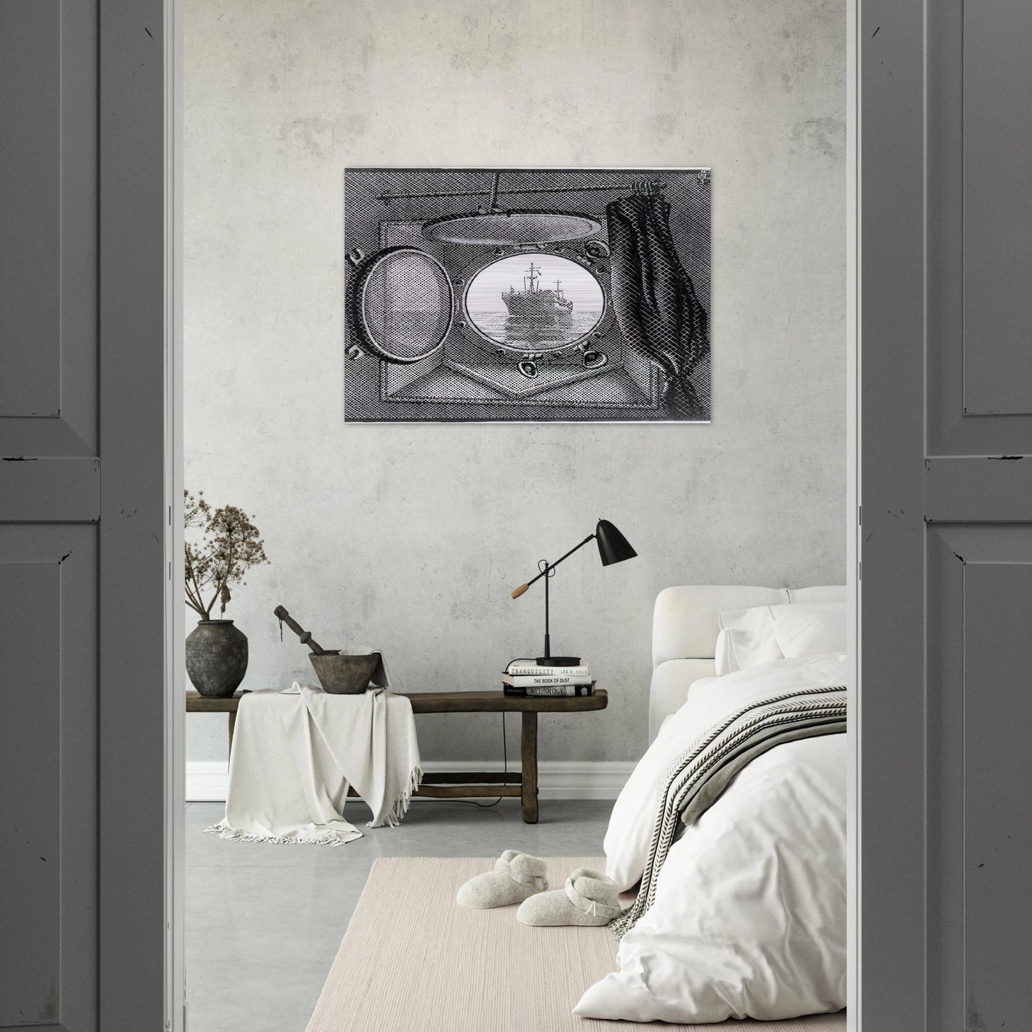 PORTHOLE - MC Escher Brushed Aluminum Print - 70x100 cm / 28x40 inches | MC Escher Aluminum Print | MC Escher Prints