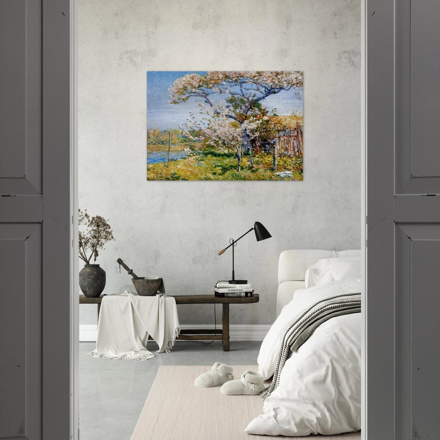 Apple Trees in Bloom, Old Lyme - Childe Hassam Brushed Aluminum Print - 70x100 cm / 28x40 inches | Childe Hassam Aluminum Print | Childe Hassam Prints
