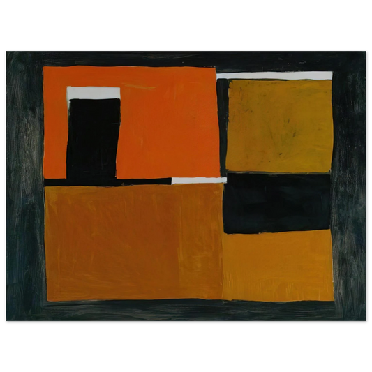 William Scott - Orange, Black and White Composition - 1953  75x100 cm / 30x40inches Fine Art Poster