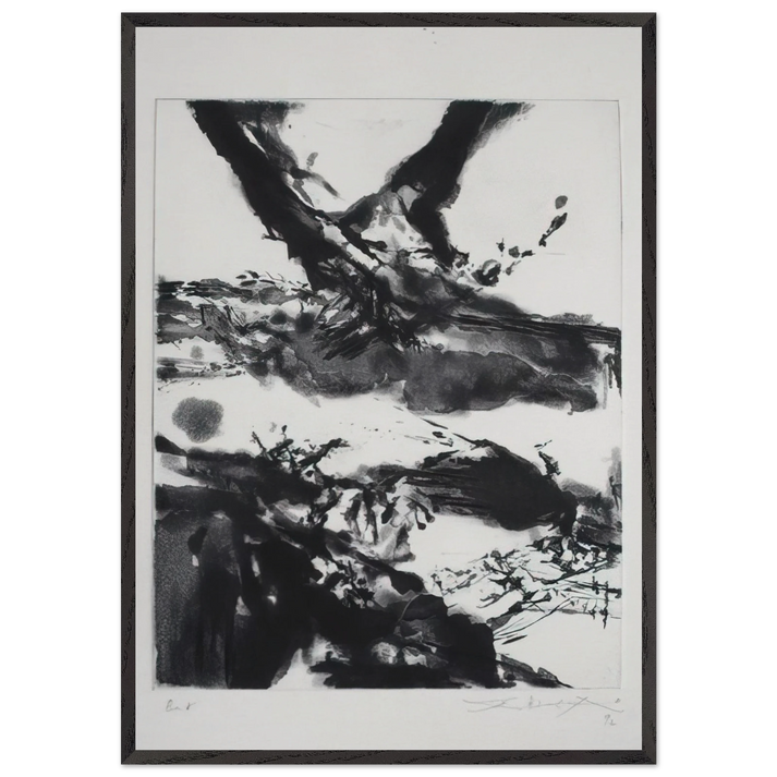 FLASHES 1992 - Zao Wou-Ki 70x100 cm / 28x40 inches Framed Art Print – Black Wooden Frame