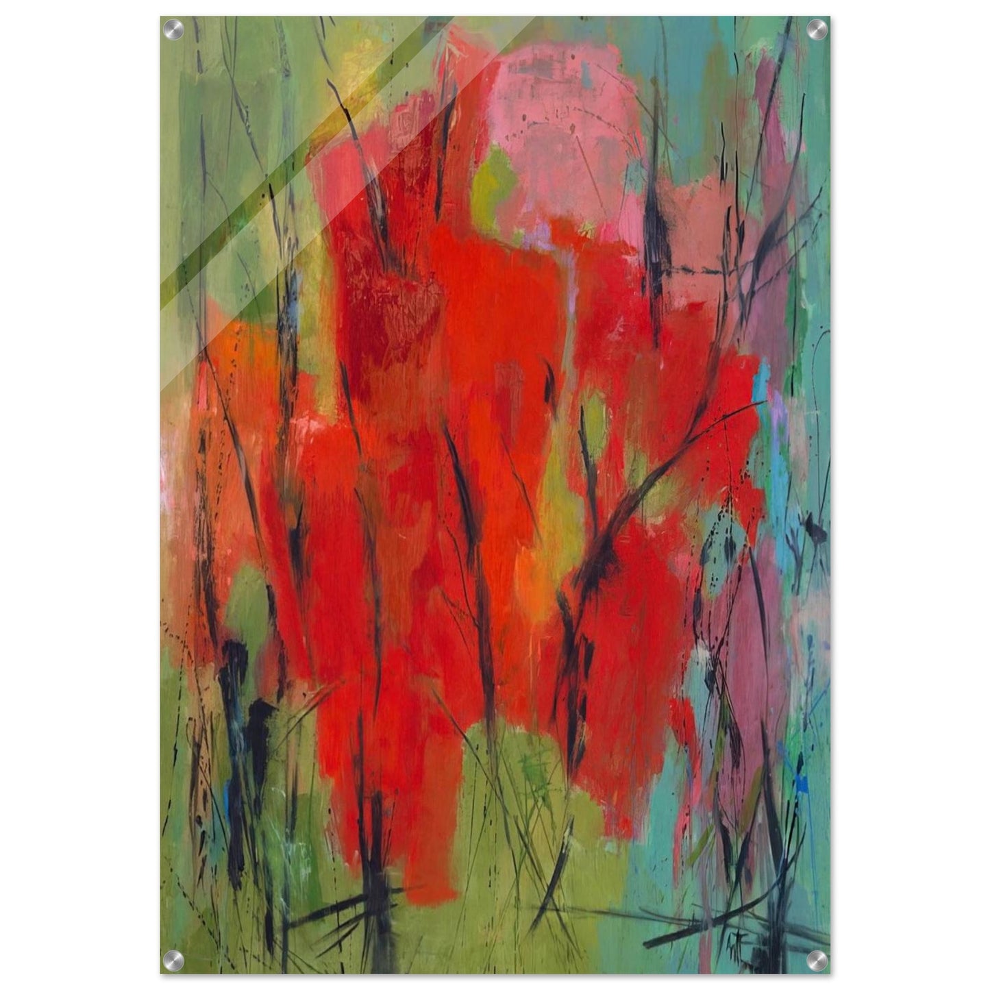 RED ABSTRACTION 1960 - Alma Woodsey Thomas Acrylic Print - 70x100 cm / 28x40″ inches | Alma Woodsey Thomas Wall Art | Alma Woodsey Thomas Prints