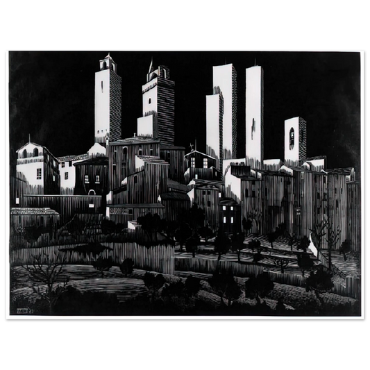 MC Escher - SAN GIMIGNANO Wall Art - 21x29.7 cm / 8x12" - Fine Art Poster - -