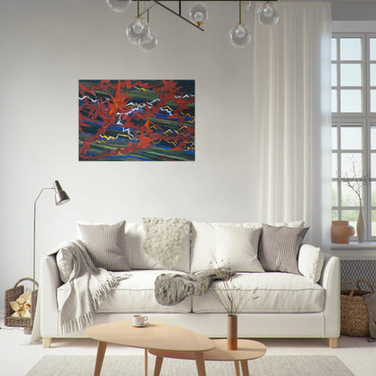Explosion of Red on Green - Gerardo Dottori Brushed Aluminum Print - 70x100 cm / 28x40 inches | Gerardo Dottori Aluminum Print | Gerardo Dottori Prints