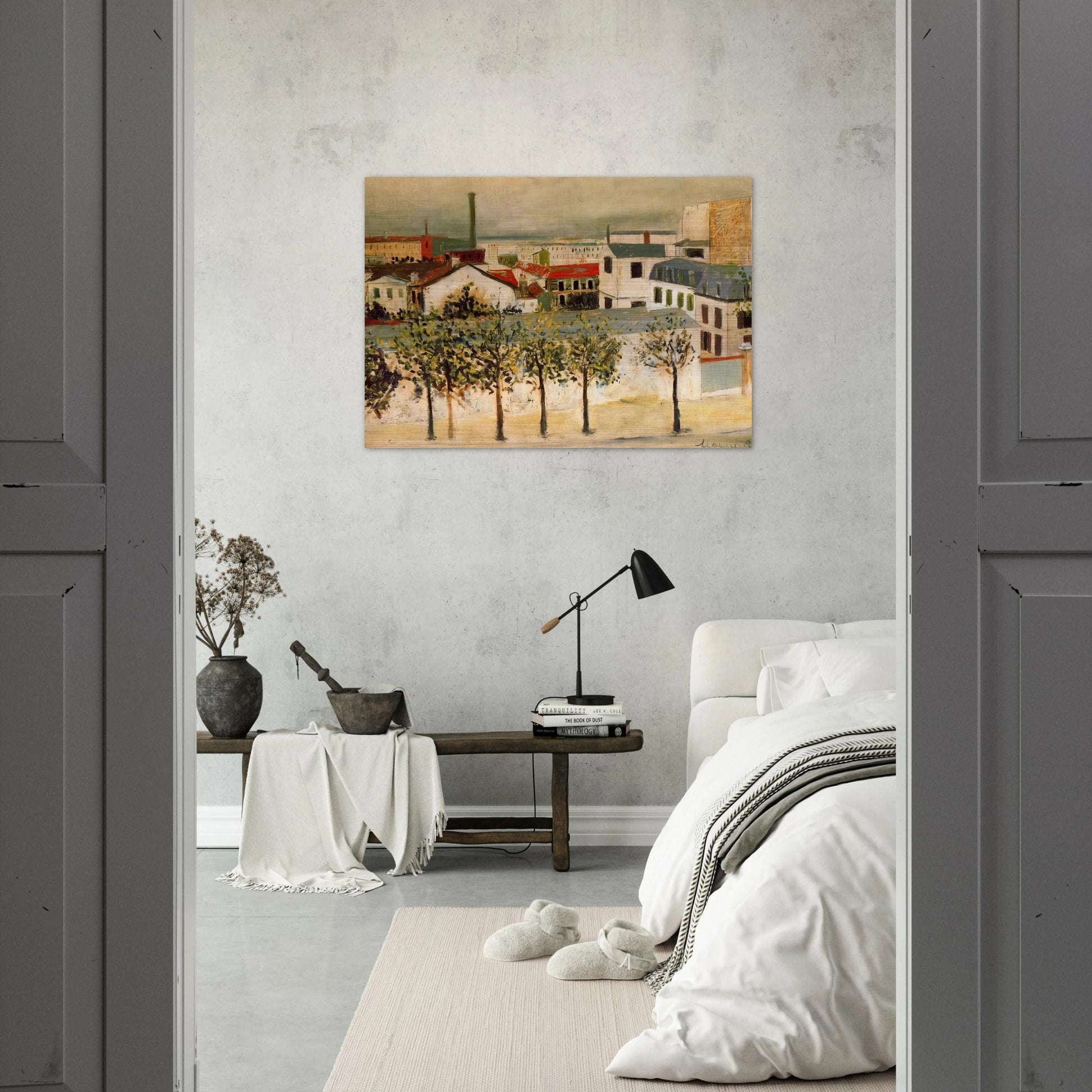 PARIS SUBURBS - Maurice Utrillo Brushed Aluminum Print - 70x100 cm / 28x40 inches | Maurice Utrillo Aluminum Print | Maurice Utrillo Prints
