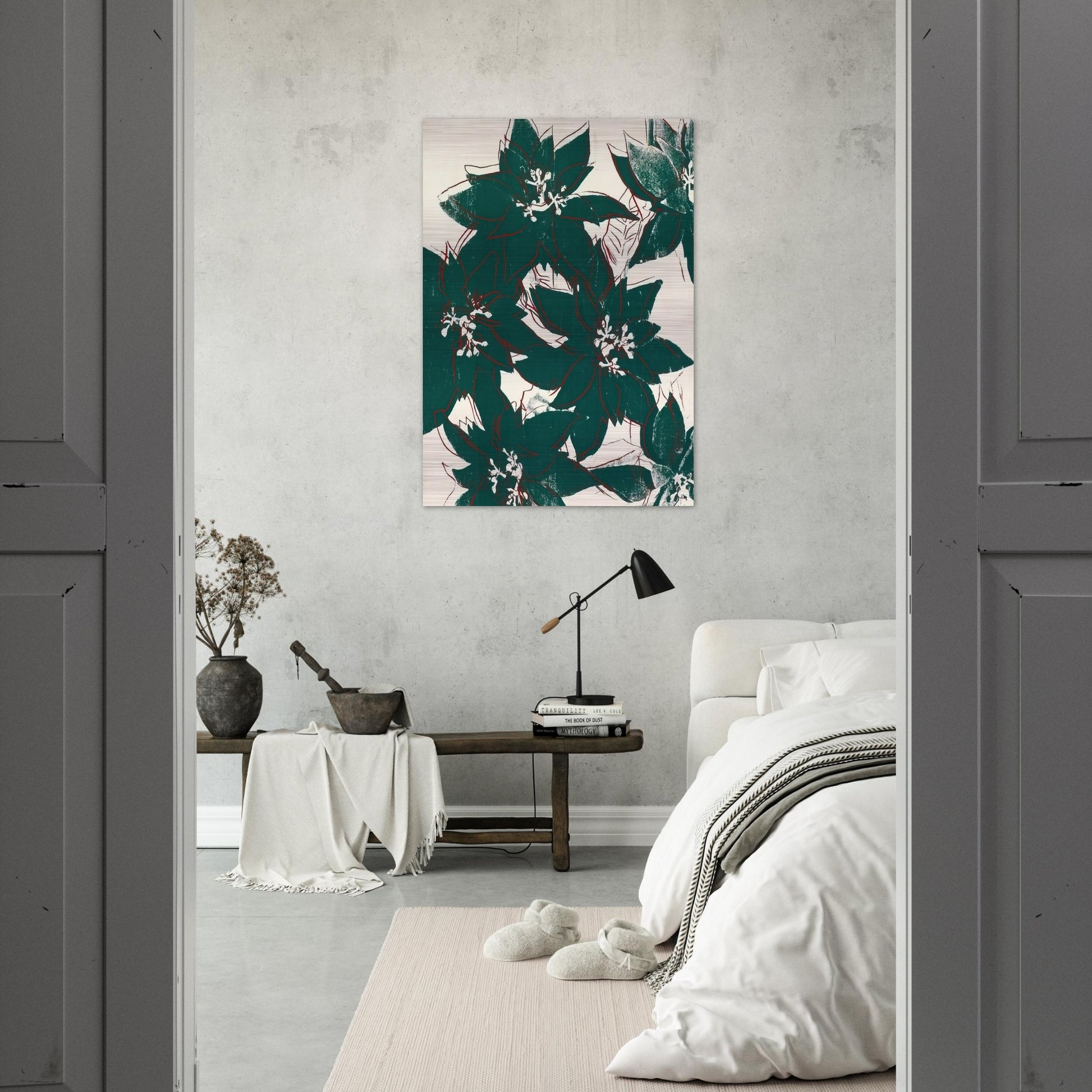 Poinsetta - Andy Warhol Brushed Aluminum Print - 70x100 cm / 28x40 inches | Andy Warhol Aluminum Print | Andy Warhol Prints
