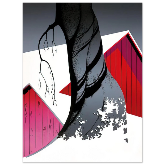 Eyvind Earle - Red Barn and Grey Sky  75x100 cm / 30x40inches Fine Art Poster