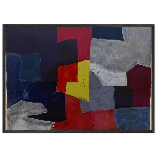 Composition grise rouge et jaune - 1960 - Serge Poliakoff 70x100 cm / 28x40 inches Framed Art Print – Black Wooden Frame