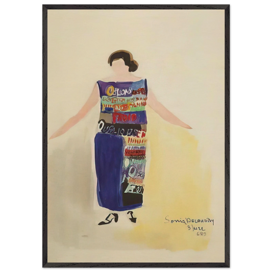 ROBE POEME OUBLIONS LES OISEAUX 1922 - Sonia Delaunay 70x100 cm / 28x40 inches Framed Art Print – Black Wooden Frame
