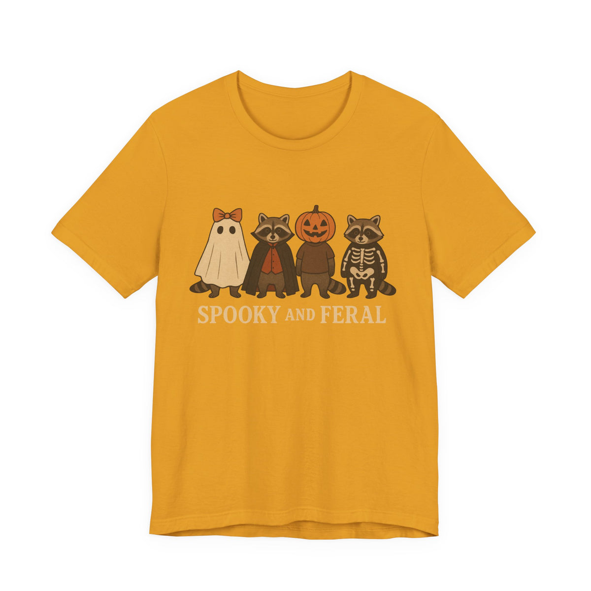 T-shirt "Raton laveur effrayant", T-shirt Halloween drôle à motifs, T-shirt vintage automne mignon, T-shirt tendance femme pour Halloween, T-shirt "Raton laveur sauvage"