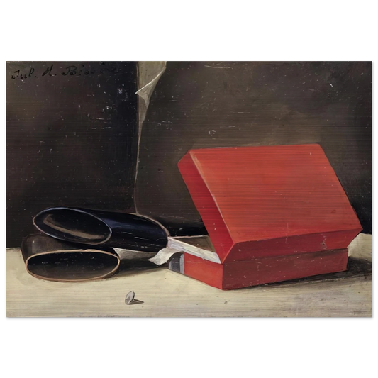 Scatola rossa con astuccio per occhiali - 1923 - Julius Bissier Brushed Aluminum Print - 70x100 cm / 28x40 inches | Julius Bissier Aluminum Print | Julius Bissier Prints