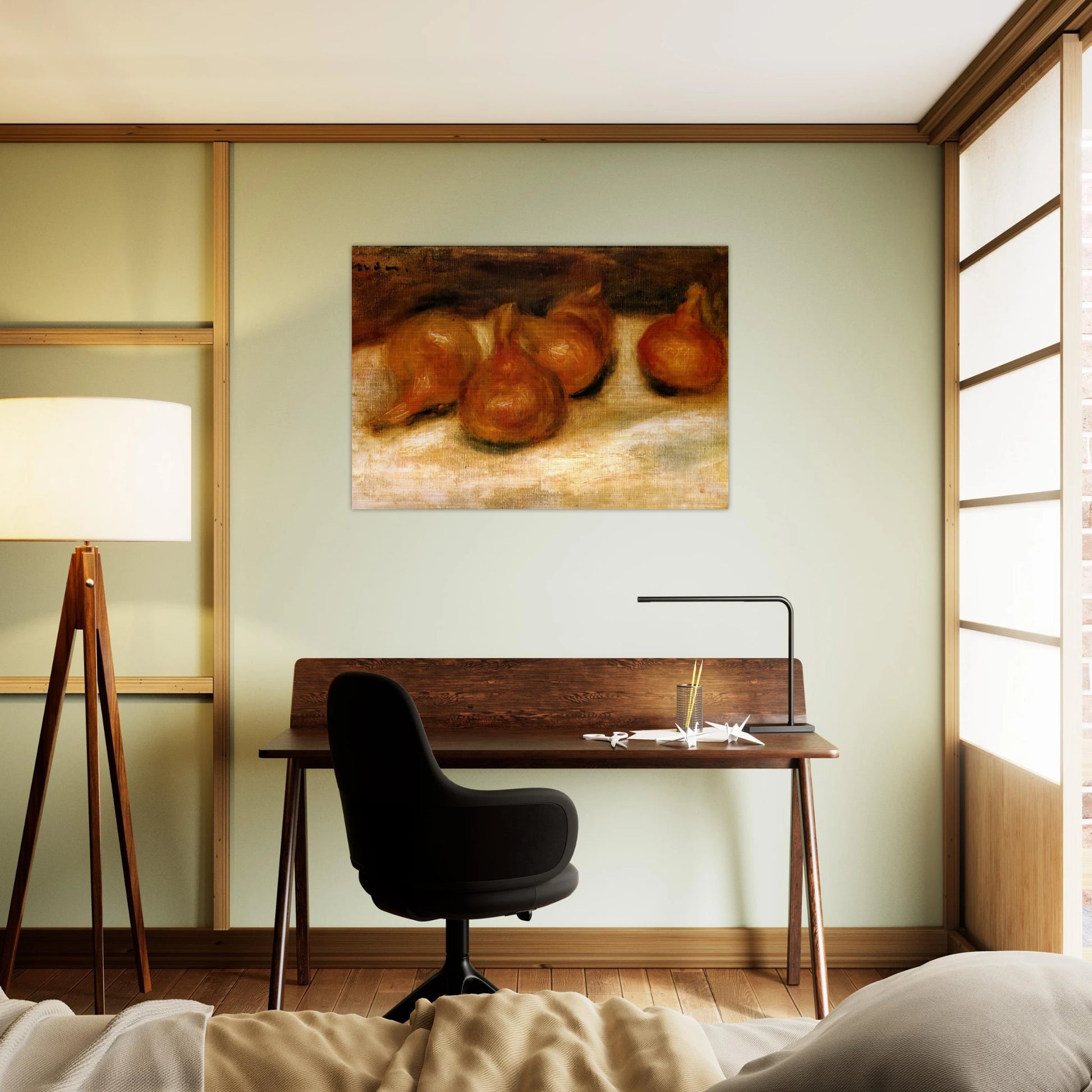 Still Life with Onions - Pierre-Auguste Renoir Brushed Aluminum Print - 70x100 cm / 28x40 inches | Pierre-Auguste Renoir Aluminum Print | Pierre-Auguste Renoir Prints