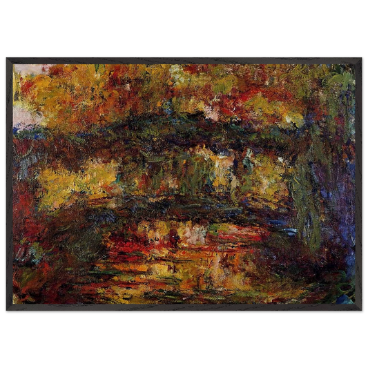 The Japanese Bridge 4 - claude monet 70x100 cm / 28x40 inches Framed Art Print – Black Wooden Frame