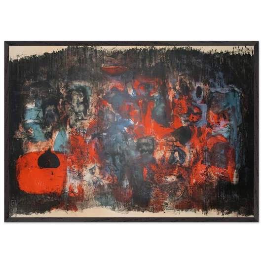 UNTITLED 1956 N1 - Zao Wou-Ki 70x100 cm / 28x40 inches Framed Art Print – Black Wooden Frame