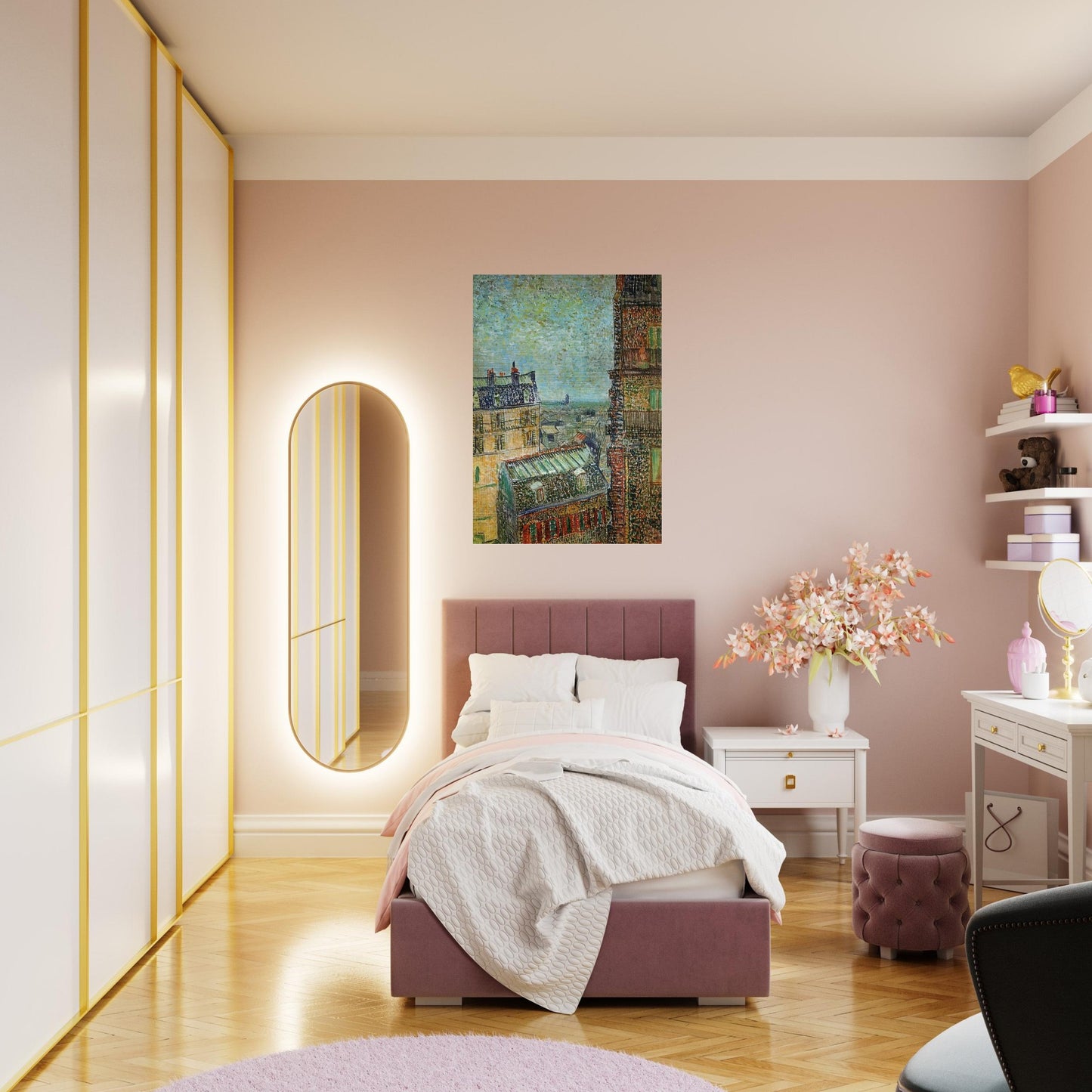 View of Paris from Vincent's Room in the Rue Lepic - Vincent van Gogh Brushed Aluminum Print - 70x100 cm / 28x40 inches | Vincent van Gogh Aluminum Print | Vincent van Gogh Prints
