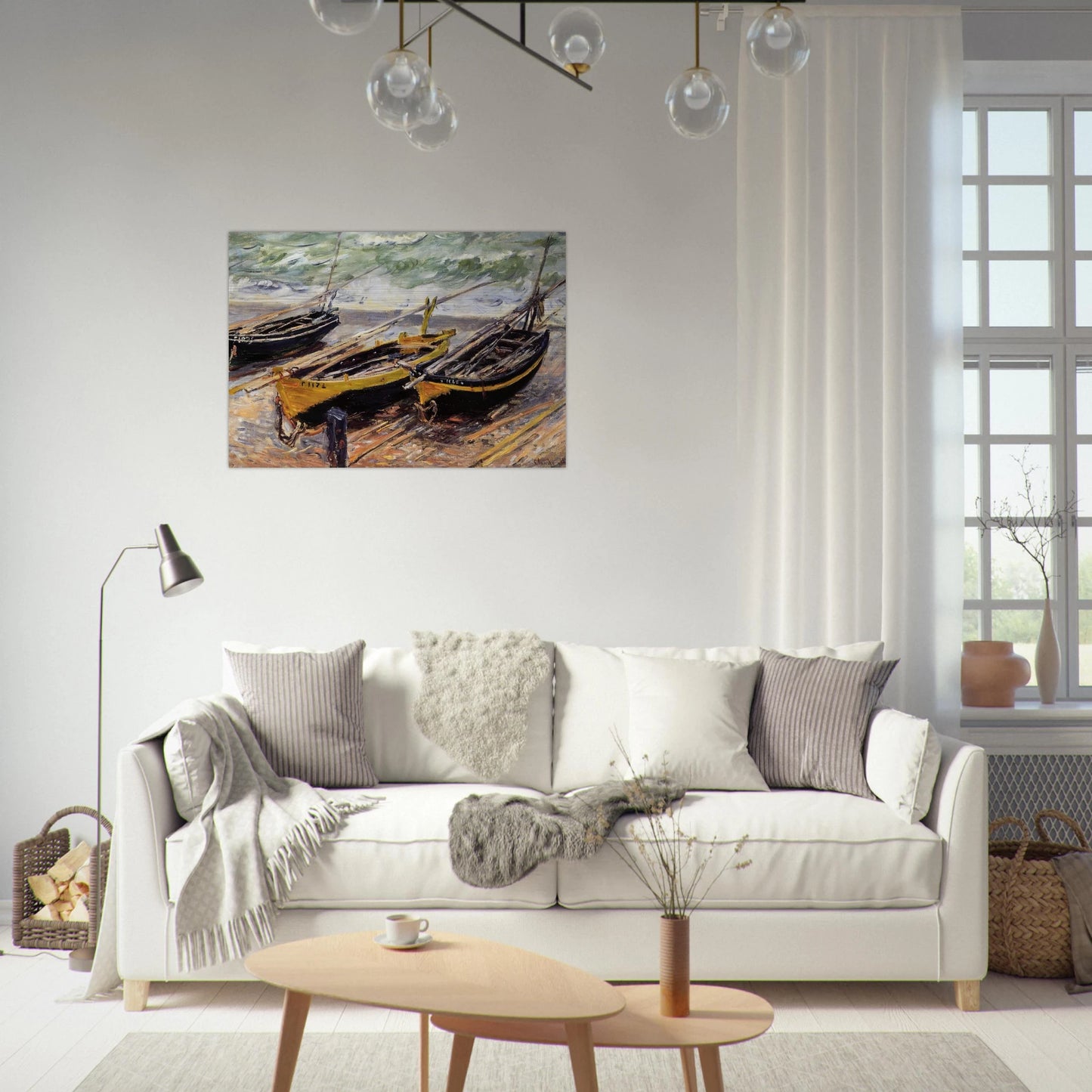 Three Fishing Boats - claude monet Brushed Aluminum Print - 70x100 cm / 28x40 inches | claude monet Aluminum Print | claude monet Prints